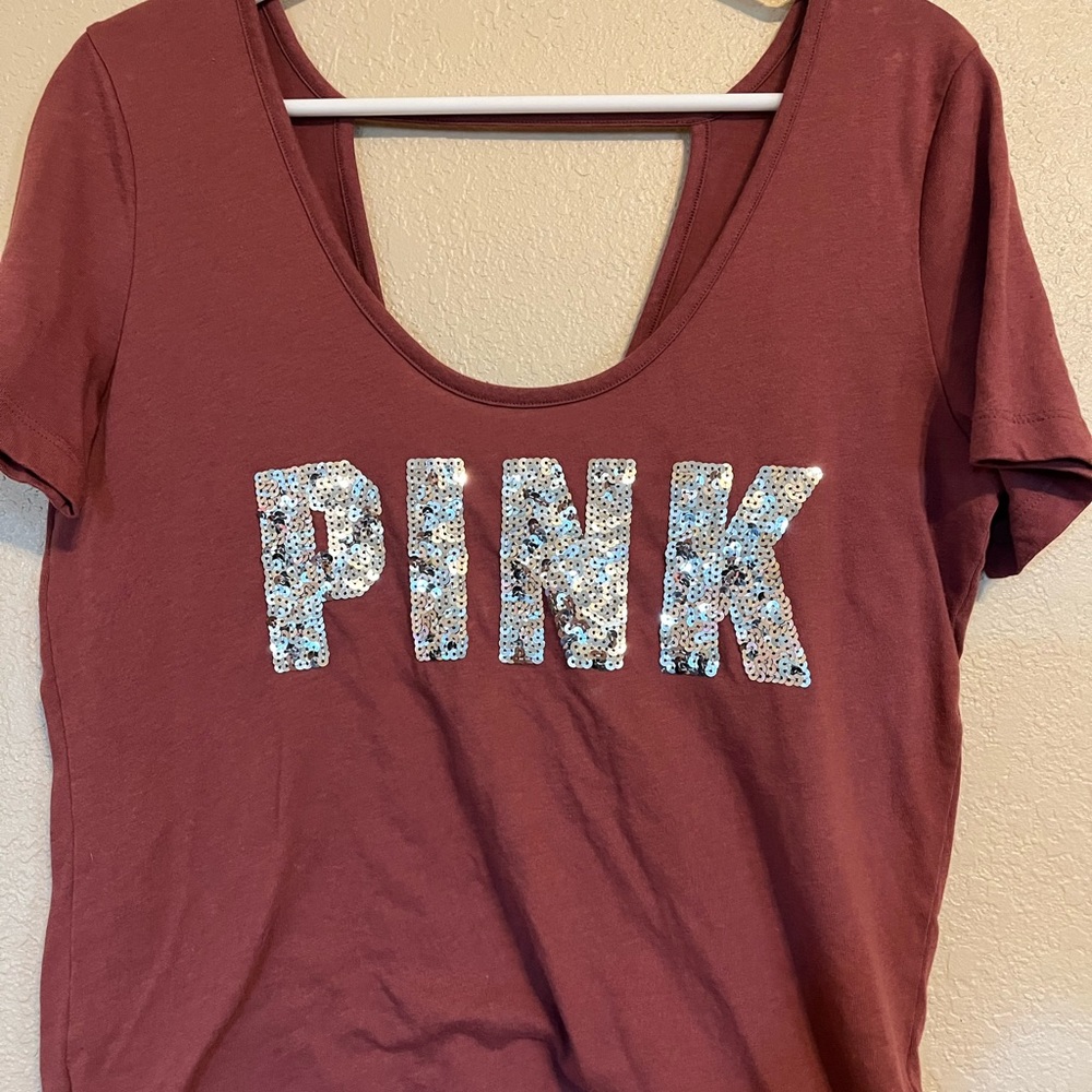 Small PINK Open back T-Shirt.